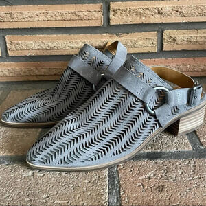 Lucky Brand Women’s Kaedey Gray Leather Pointed Toe Clog Shoes Size 7.5